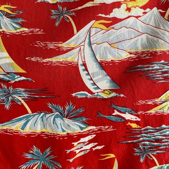 VISITOR Men's Size XL Hawaiian Shirt Short Sleeves Button Down Palm Trees - Picture 5 of 10